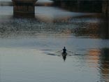 Florence 2005 :: Views of Florence, Tuscany and Italy :: Solitary rower on the Arno at sunset